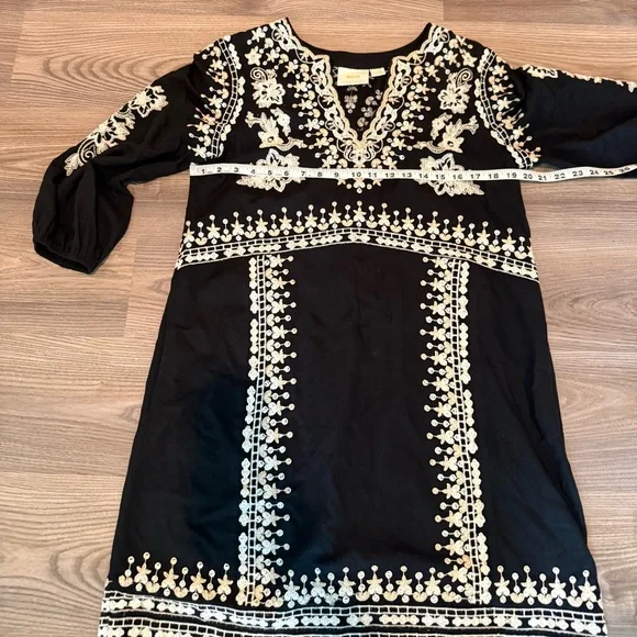 Anthropologie Maeve Embroidered Shiloh Tunic Dress Pockets Women’s s size 6 Boho - Picture 4 of 8